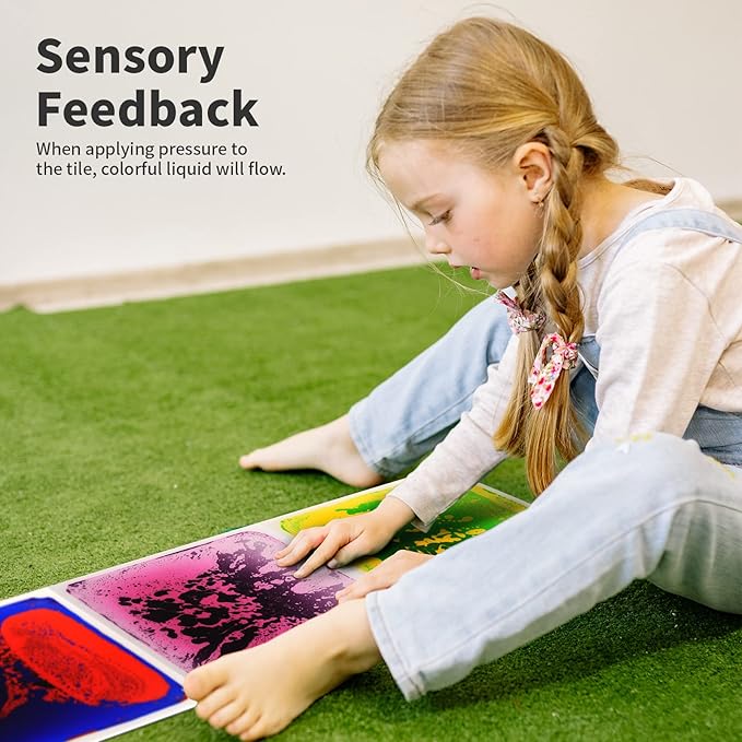 Art3d Liquid Sensory Floor Decorative Tiles, 11.8"x11.8" Square, 4 Tiles