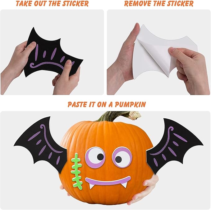 16 Packs Foam Halloween Pumpkins Decorations Stickers, Make Funny Pumpkins Craft Kits for Holiday Decor Kit Party Best Gift for Kids Adult Girls Boys DIY Jack-O-Lantern Pumpkin