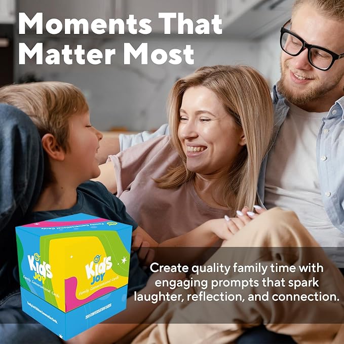 Family Discussion Cards Set, 200 Engaging Conversation Starters for Quality Time - Screen-Free Bonding Activity for Dinners, Gifts, Holidays and Gatherings(Kid001)