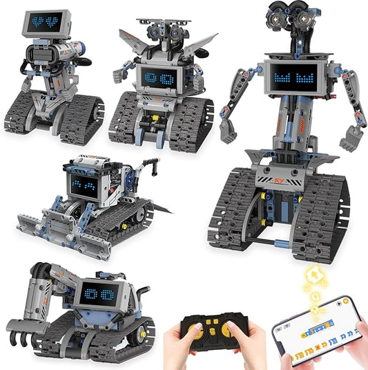 Robot Building Kit with APP/Remote Control STEM Gifts for Boys Age 8-16,Technic Coding Robotic Toys for Kids Birthday, Buildable 5in1 Models with 352+ Pieces