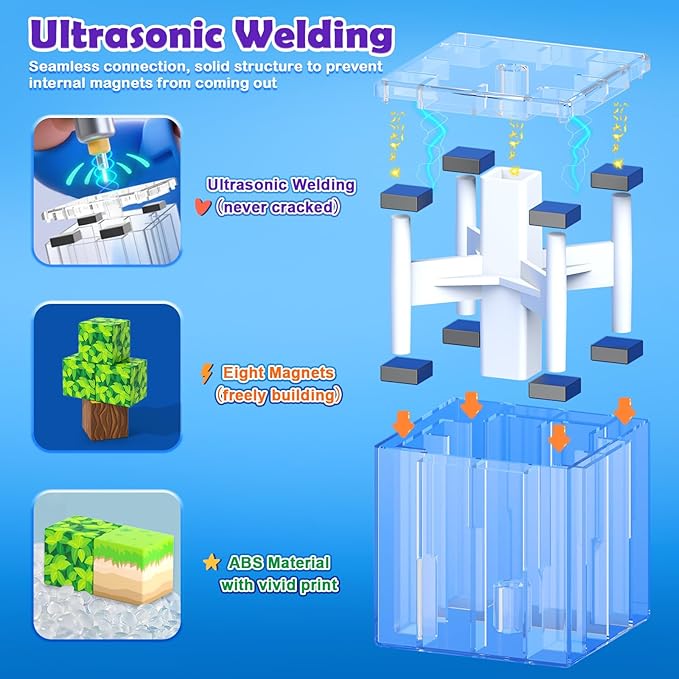 Magnetic Blocks -150 Magnetic Building Blocks STEM Toy, Stacking Mine Magnet World Craft Cubes for Kids, Game Gift for Boys Girls Age 3-5 5-7 4-8 8-12