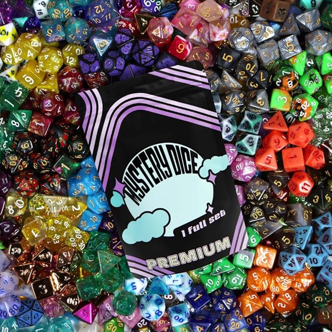 1985 Games Premium Mystery Dice, Set of 7 Polyhedral Dice, DND Dice Set, Premium RPG Dice, Suitable for Role Playing, Table Games (Premium Mystery Pack of 1)