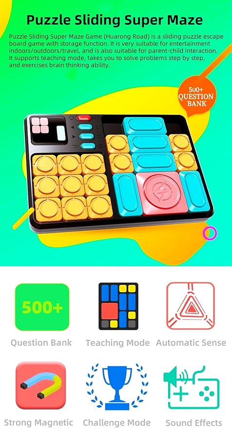 Super Sliding Puzzle Maze Building Block Game Console Kid's Game Logical Thinking Parent-Child Interactive Escape Game Electronic Toys Birthday for Children/Friends/Students