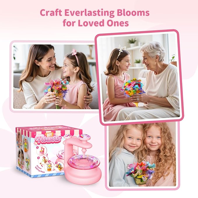 DIY Fabric Flower Bouquets Toys – Crafts for Girls, Arts and Crafts for Kids Ages 4-8 8-12, Perfect Holiday Party Activity Toy, Birthday Gifts for Girl (Blue)