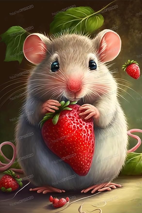 1000 Piece Jigsaw Puzzle for Adult Beginners - Strawberry Mouse Puzzles - DIY Animal Jigsaw Puzzle with Alphabet Backs, Stress Relief from Daily Life Toy & Gifts