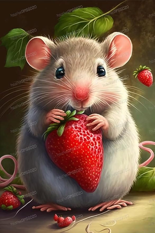 1000 Piece Jigsaw Puzzle for Adult Beginners - Strawberry Mouse Puzzles - DIY Animal Jigsaw Puzzle with Alphabet Backs, Stress Relief from Daily Life Toy & Gifts