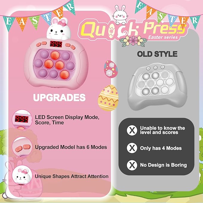 Pop Game - Light Up Fidget Toy for Kids & Adults, Quick Push Fast Push Sensory Toys for Kids 5-7 & 8-12, Handheld Relaxing Stress Relief Game for Autism, ADHD - Fun Fidget Toys for Adults & Children