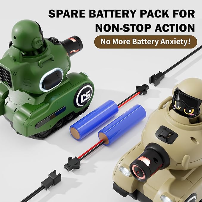 2 Pack Cute Cartoon Remote Control Battle Tanks with Laser tag|Hobby RC Cars Shoot to Ejected Out|Military Army Toys for 6 7 8 Year Old Boys Girls | Christmas Birthday Gifts for Toddler