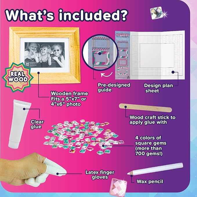 PURPLE LADYBUG Kids Picture Frame Mosaic Kit - Fun Arts & Crafts Gift for Girls 6-12, Great Activity for Summer, Sleepovers, Playdates - Birthday Gifts Idea for Girls