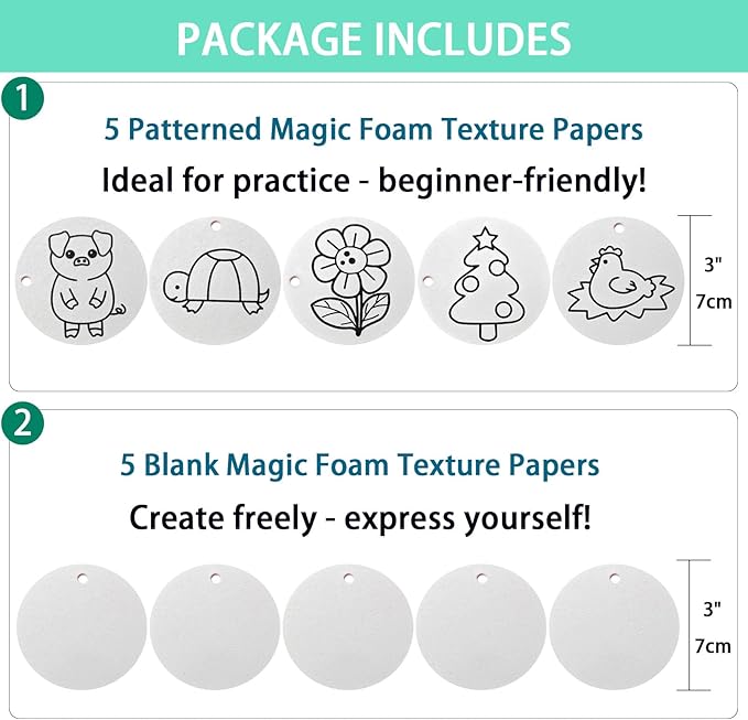 Magic Foam Texture Paper, 3D Foam Texture Painting Paper, Puff Art for Kids, Magic Sponge Art Paper Sheet Craft, Magic Puffy Paint Paper, Ultimate 3D Drawing Magic Canvas Sponge, 10 Sheets, 3" x 3"