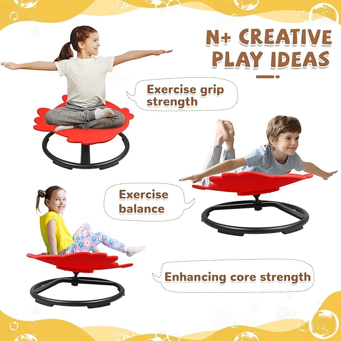 Zhenx Spinning Chair for Autistic Kids, Fish Shape Kids Sensory Swivel Chair, Sensory Spinner Seat for Toddlers with Autism & ADHD Children, Sit and Spin Training Body Coordination (Red)