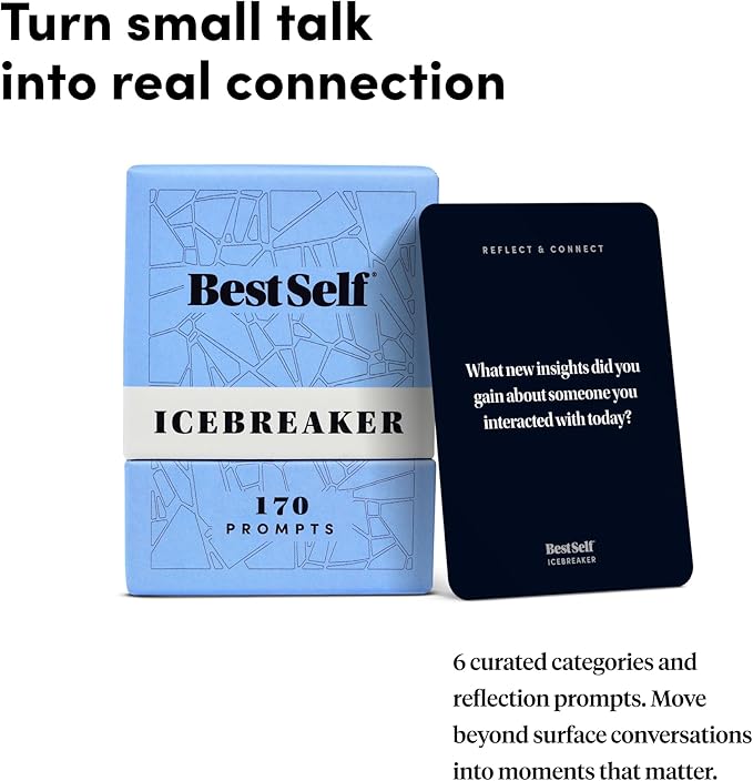 BestSelf Icebreaker Card Deck β 170 Conversation Starters to Spark Meaningful Connections | Ice Breaker Game for Adults, Friends & Couples | Date Night, Team Building & Family Card Game