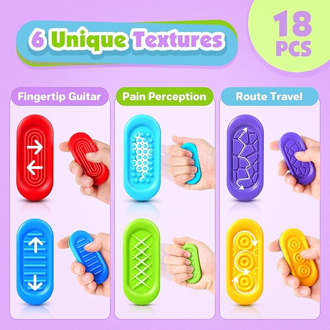 Sensory Marble Fidget for Kids Classroom- 18 Pack Gel Squeeze Stress Anxiety Autistic ADHD, Quiet Fidget Classroom Treasure Box Prize, Adult Special Needs Worry Stones, Bulk Gifts Stocking Stuffers