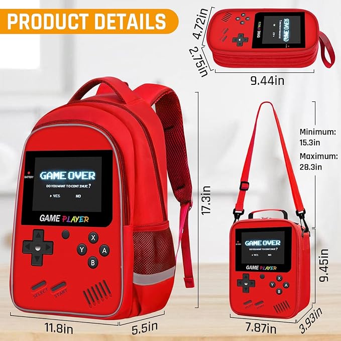 School Backpack For Boys - Gamer Boys Backpack For Kids Children Teens Elementary Middle School - Ages 6-18,17″