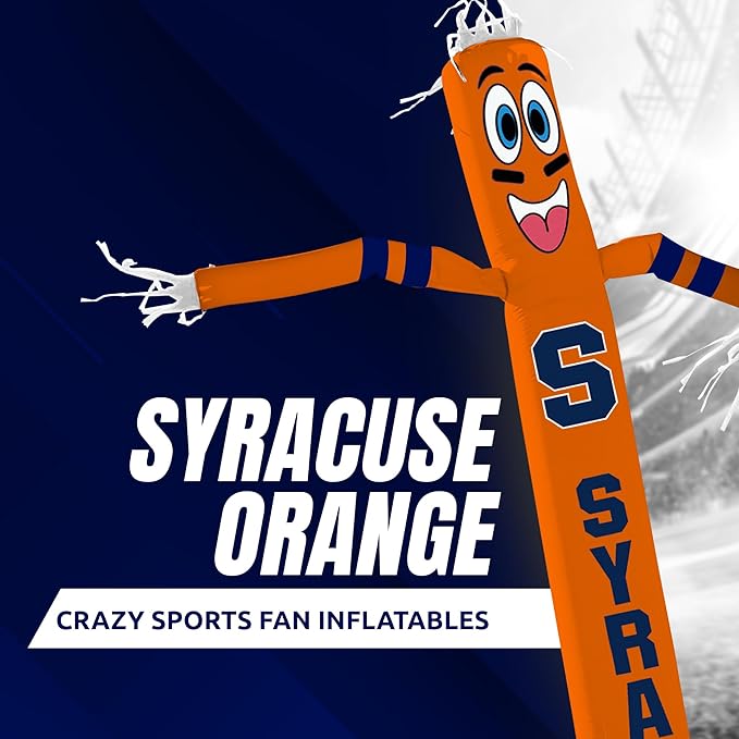 NCAA Syracuse Orange Football Wacky Waving Inflatable Tube Guy with LED Lights & Built-in Blower - 6" x 36" x 96" Inflatable Tube Man Crazy Sports Fan Outdoor Party Decoration