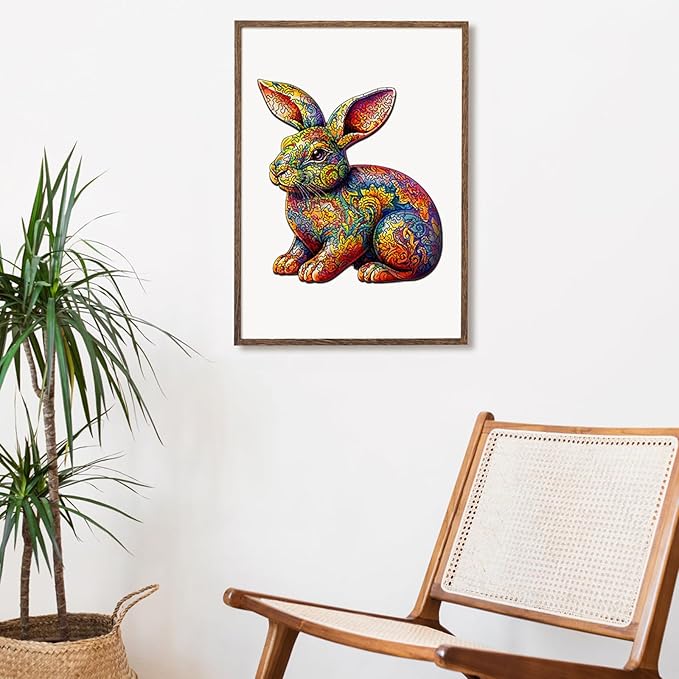 Wooden Puzzles for Adults, Unique Puzzles for Adults, Irregular Animal Shaped Wooden Jigsaw Puzzles, Creative Birthday Gift, 11.8 x 9.1 inch, Rabbit