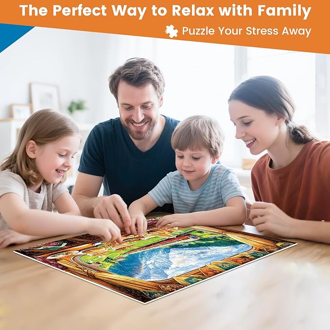 500 Piece Puzzle for Adult,Delicious Food Cartoon Jigsaw Puzzle for Adults Kids Seniors,Countryside Vintage Train Puzzle for Kids Ages 8-10 10-12,Challenging Puzzles Perfect for Game Nights,20.5*15 In