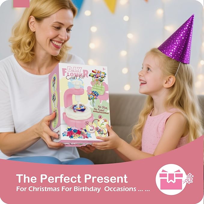 DIY Fabric Flower Bouquets Toys - Arts and Crafts for Kids 4 5 6 7 8, Arts & Crafts Flower Making Kit for Kids Girls, Educational Activity Toys for Girls Boys, 4 5 6 7 8 Year Old Girl Birthday Gifts