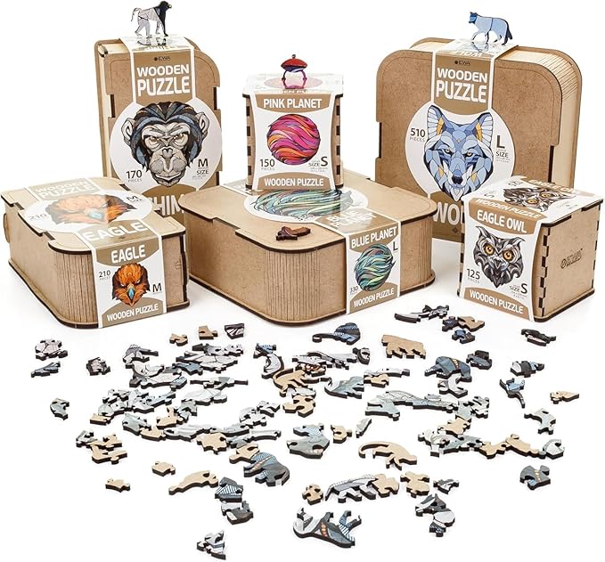 Eco-Wood-Art Wooden Puzzle - Blue Planet M | Unique Round Jigsaw Puzzle for Adults | 3D Earth Globe Decor | 300 Intricate Pieces | Eco-Friendly Home Decor Gift