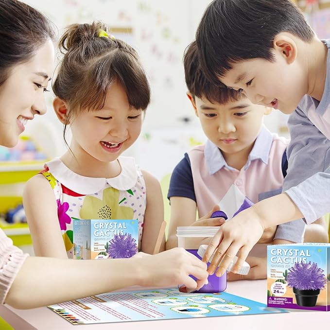 Crystal Growing Kit for Kids, Cactus-Purple DIY Crystal Science Experiment Set, Grow Your Own Crystals, STEM Educational Chemistry Kit for Boys & Girls Ages 6-12, Fun Science Lab Gift for Kids