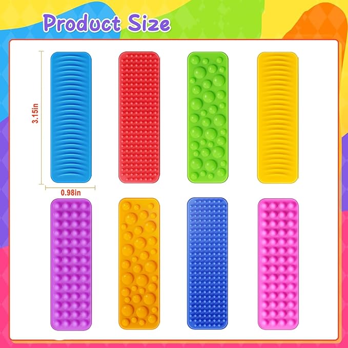 Sensory Fidget Toys Kids Adults, 16Pcs Textured Suction Toys for Autism Kids Calming, Sensory Desk Toys for Anxiety Relief, Fidget Strips for Classroom Office (Style 2)