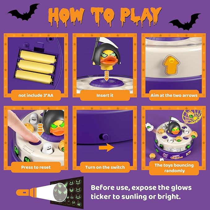 B.Duck Halloween Games for Kids 4-6, Bounce and Catch Duck Toys for Toddlers 3-5, Family Halloween Party Board Game, Indoor Halloween Party Favors Gifts for Boys Girls 5-7