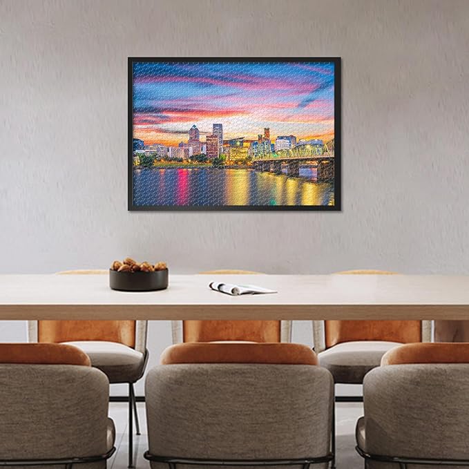 Puzzles for Adults 1000 Pieces - Portland, Oregon, USA Skyline Jigsaw Puzzle (27.5x19.7 Inch), Cityscape Challenging Puzzles for Adults, Family Game for Men & Women (Home Decor Gift)