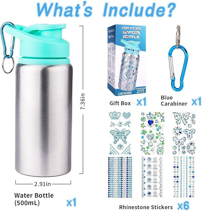 Gifts for Girls, Decorate Create Your Own Water Bottle Kits for Girls, Fun DIY Arts and Crafts Kits Supplies Toys for Kids Ages 4-6-8-10-12, Birthday Gifts Ideas for Girls Back to School Christmas