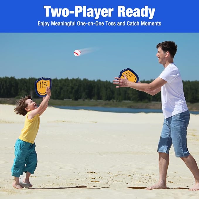 Toss and Catch Ball Set Outdoor Games for Kids Ages 3-12 Beginner Baseball Training Gloves Summer Pool Beach Yard Lawn Gifts for 4 5 6 7 8 9 10 11 12 Year Old Boys Girls