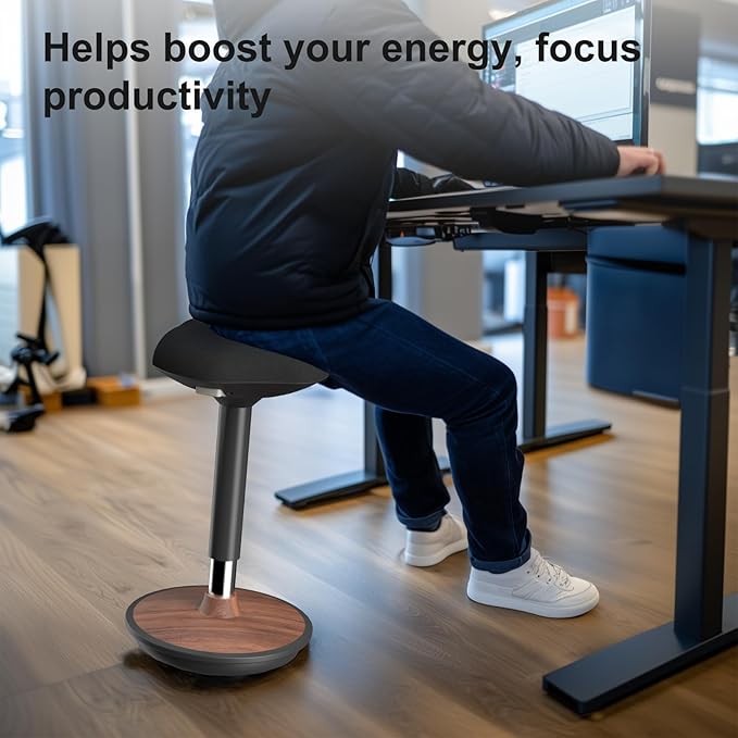 Wobble Stool - Adjustable Height Standing Desk Chair | Sit Stand Stool with 360-Degree Non-Slip Swivel Base|for Home,Office and Classroom(Walnut)