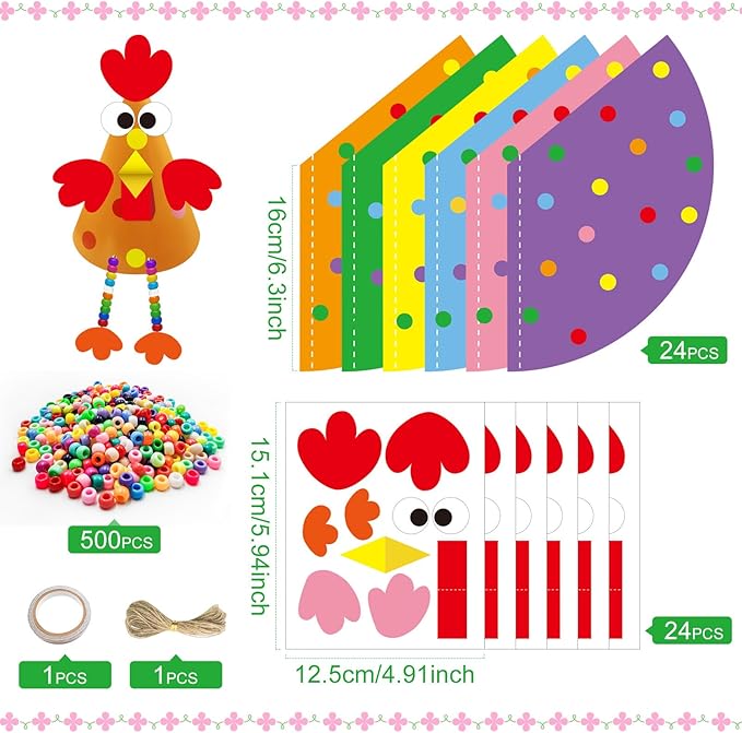Cinrobiye 24 Sets Easter Craft Kits,DIY 3D Chick Table Sign Decorations Create Your Own Chick Ornaments for Easter Party Favors Spring Classroom and Home Art Activities