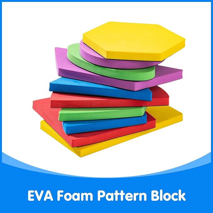 Magnetic Pattern Blocks - 10 Shapes - Magnetic Shapes for Whiteboard & Math Manipulatives