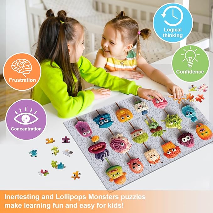500 Pieces Jigsaw Puzzles for Adults and Teens and Kids Family Happy Games Puzzle Monster Series (Lollipop Monsters)