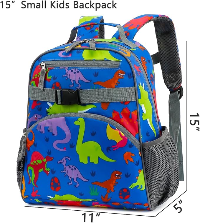 FlowFly Kids Backpack for Toddler Boys Girls, Simple Lightweight Bookbag for Daycare Kindergarten Elementary School Travel, Small Modern Bag (Medium 15''), Clear