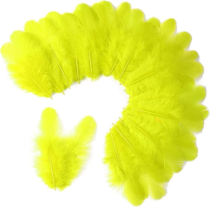 Soarer 300pcs Yellow Rooster Feathers Bulk - 3-5inch Craft Feathers for Wedding Home Party, Dream Catcher Supplies and DIY Crafts(Yellow)