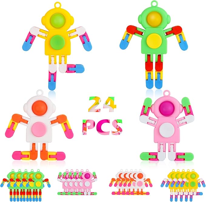 SoulLife 24 Pack Pop Fidget Spinners Bulk, Deformable Astronaut Key Chain Fidget Toys Bulk, Stocking Stuffers Birthday Gifts Party Favors for Kids, Student Gifts Classroom Prizes