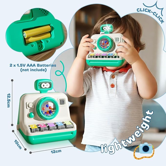 Baby Piano Musical Instruments Toys - Camera Themed Light Up Interactive Toys for Toddlers 1-3 Tummy Time & Infant Activity, 6-12 Month Toys First Birthday Gifts for Boys Girls Learning