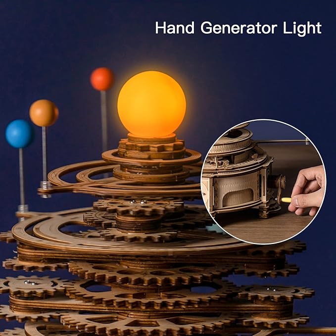ROKR 3D Wooden Puzzles for Adults Huge Orrery Model - Toy Building Set Mechanical Puzzles 8 Orbiting Planets Unique Gifts for Boys/Girls