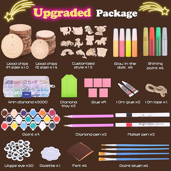 VisionX Wooden Painting Craft Supplies Kit for Kids, Arts and Crafts for Boys and Girls Ages 6-12, Creative Art Toys Birthday Christmas Gifts for 5 6 7 8 Year Old Girls Boys