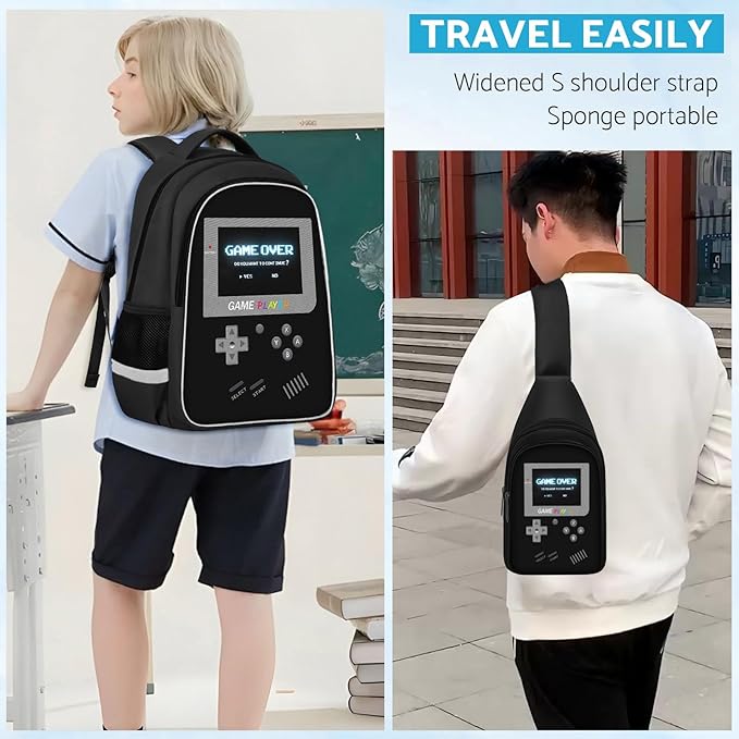 School Backpack For Boys - Gamer Boys Backpack For Kids Children Teens Elementary Middle School - Ages 6-18,17″