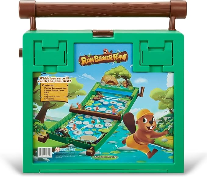A Fast-Paced Family Board Game with Rolling Log Travel-Friendly Design Perfect for Kids Ages 5+ 2-4 Players Includes Beaver Pieces and Gameboard