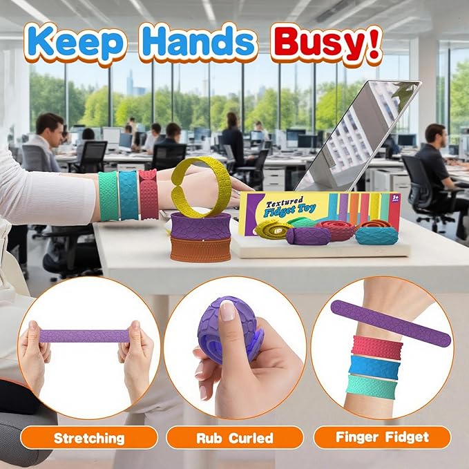 6 Packs Fidget Toys Slap Bracelets for Kids Sensory Toys for Kid s with Autism Sensory Products,Autism Classroom Must Haves Calming Sensor y Toy for Special Needs, Valentine Classroom Gifts for Kids
