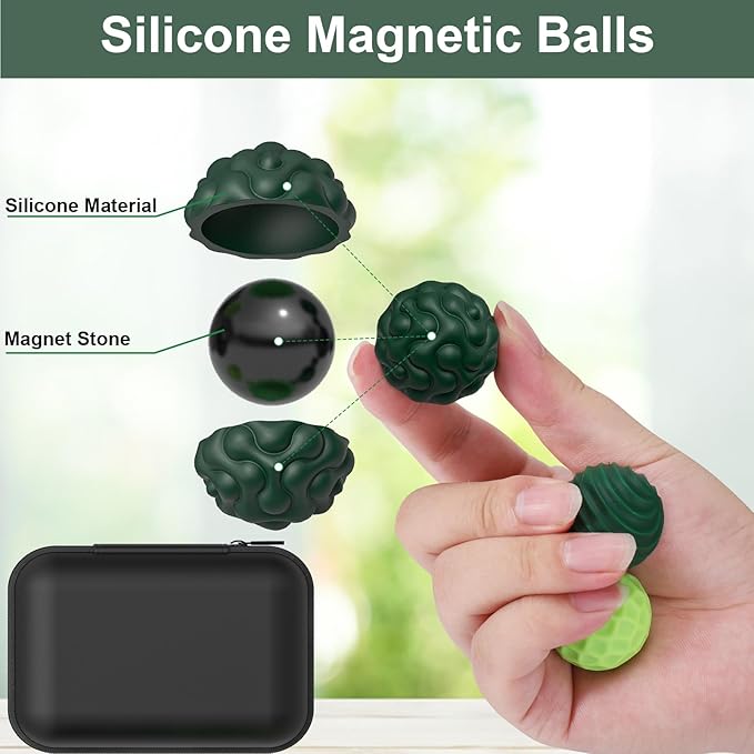 BUSOHA Silicone Magnetic Fidget Balls - 6 Pack New Grade Fidget Toys Stress Balls for Adults Sensory Stone Travel Toys for Calming,Autism and ADHD,Gifts for Kids Girls Boys Teens
