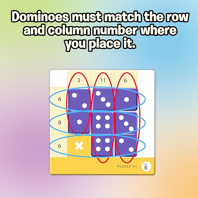 Uzzle Games - Sudonumo Domino - 24 Dominoes, 120 Puzzles, Multi-Level Difficulty (A-D), 2-4 Players, Ages 6+ - Fast-Paced Mind Games - Travel Games for Family Fun