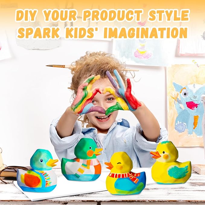 Loungelore Paint Your Own Duck Lamp Kit, Art Supplies Arts and Crafts for Kids Ages 8-12, DIY 3D Duckling Night-Light, Creativity Painting Kit Toy for Girl Boy Teen, Birthday Gift for Daughter Son