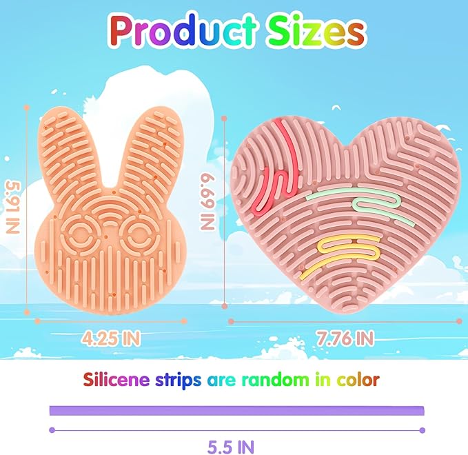 2-Pack Sensory Activity Board for Kids, Double-Sided Fidget Toy with 20 Silicone Strips(Color in ramdon), Montessori-Inspired Fine Motor Skill Toy for Autism, ADHD, Anxiety Relief, Ages 3+