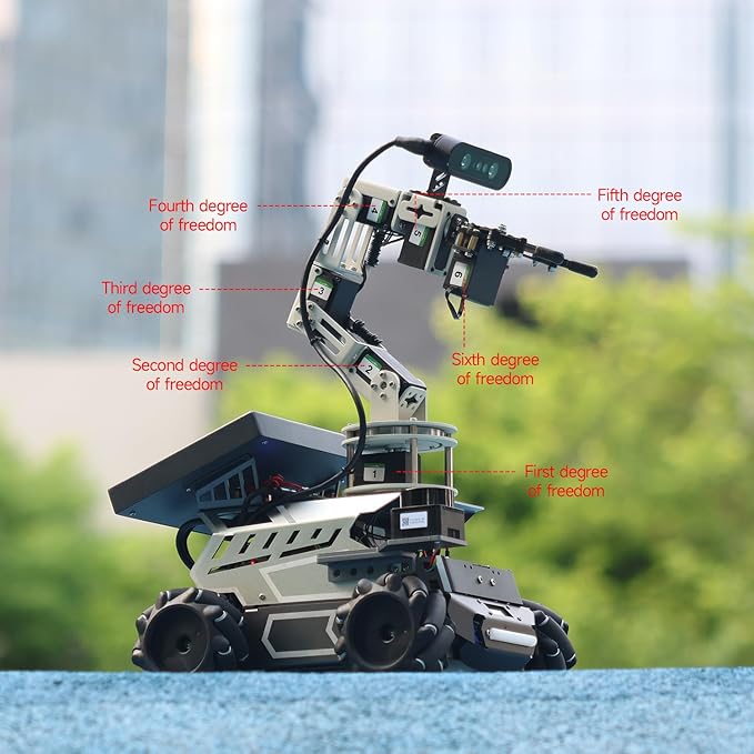 Yahboom ROS2 Robot Kit with Jetson Orin NX 16GB Super Large AI Model with 6DOF Robotic Arm,7-inch HD Display,AI Voice Interaction Module Provides AI Vision、App Control