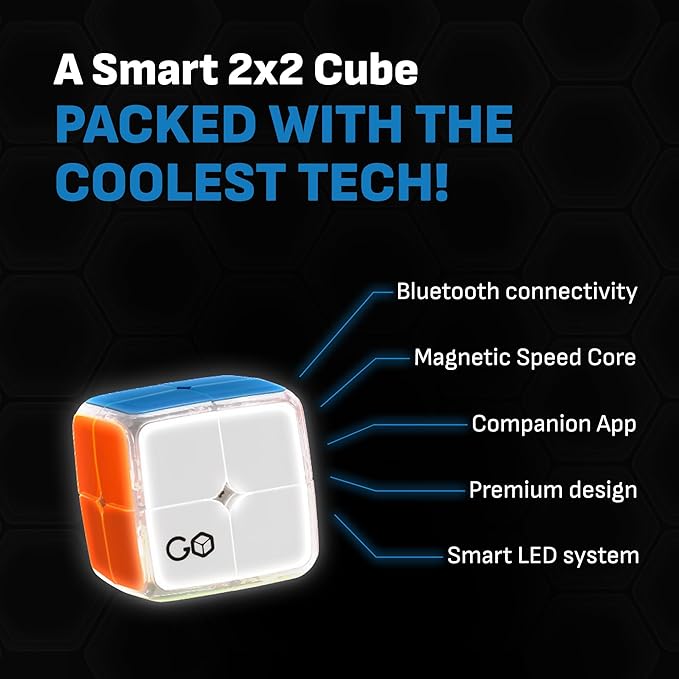 GoCube 2x2 - The First Ever 2x2 Connected Cube That Allows You to Learn How to Solve The Cube! App-Enabled STEM Puzzle That Fits All Ages and Capabilities. Free App.