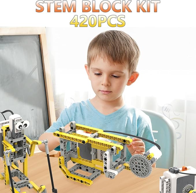 420pcs Building Block Kit, 58 in 1 STEM Building Toys Compatible with Technic Electric Power Motor for Kids Age 6+, DIY Erector Set for Boys Girls, Educational Building Suit Creative Games