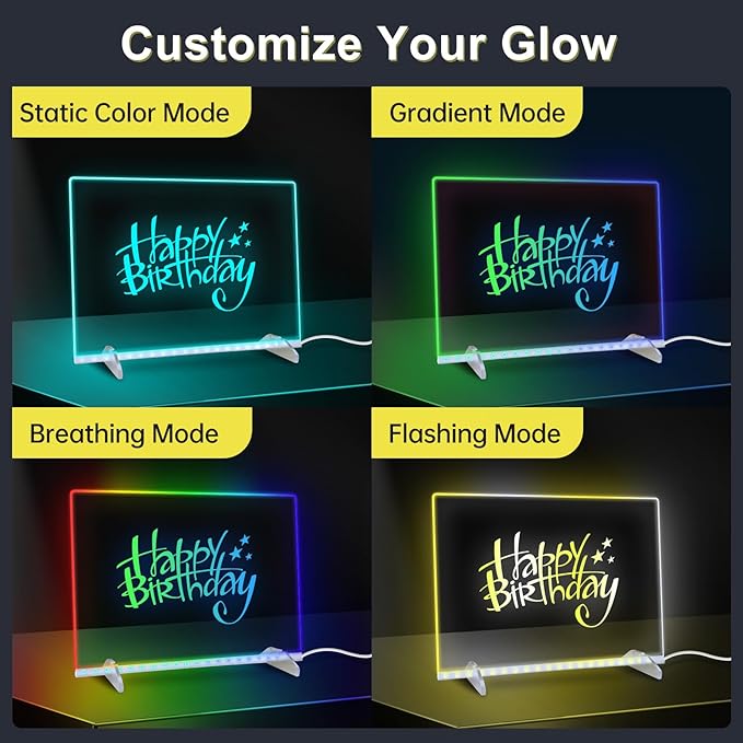 LED Note Board with 7 Colors, Includes Adapter, 13"x10" Led Drawing Board for Kids with Invisible Stand, Light Up Dry Erase Board with 7 Markers, Soft Cloth, Hanging Chain, Holiday Trend Gift